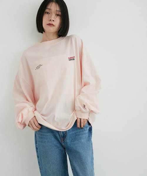 PARROTT CANVAS(パロットキャンバス)の「【PARROTT CANVAS for ADAM ET ROPE' 】別注 L/S TEE(Tシャツ/カットソー・レディース・グレー系その他/ピンク・FREE)」の2枚目の写真