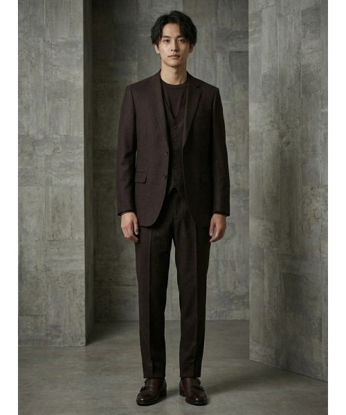 Perfect Suit FActory(パーフェクトスーツファクトリー)の「【EDWINコラボ】デニムライク ウールセットアップ ジャケット ブラック/ブルー/ブラウン/ダークブラウン/カーキ(テーラードジャケット・メンズ・ダークブラウン/ブラウン/カーキ/ブラック/ブルー・M/L/S/LL/3L)」の9枚目の写真