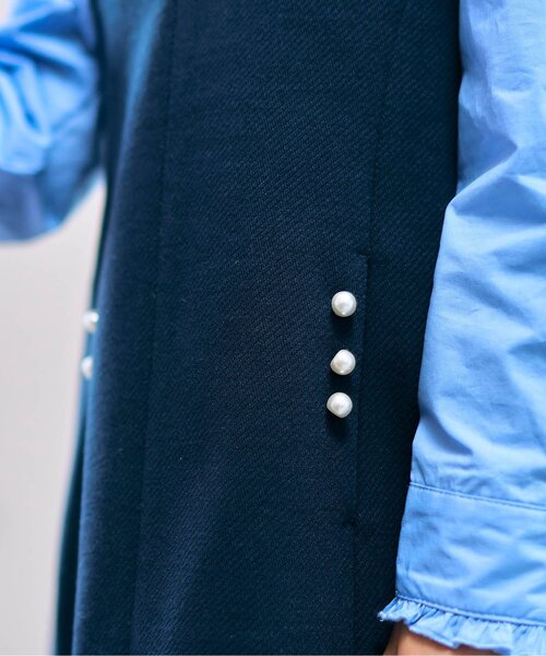 apres les cours（アプレレクール）の「【フォーマル対応】パール付フレアジャンパースカート_アプレレクールマシェリ（ジャンパースカート・キッズ・チェック/ネイビー・80/90/100/110/120/130/140）」の9枚目の写真