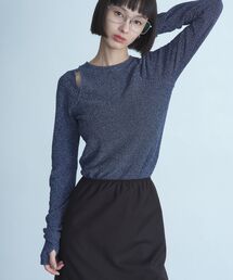 CODE A | cut－out lame top(Tシャツ/カットソー)