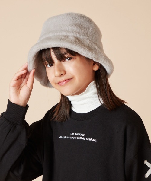 a.v.v（アーヴェヴェ）の「[KIDS]ボアバケットハット（ハット・キッズ・アイボリー/ライトグレー・120）」の10枚目の写真
