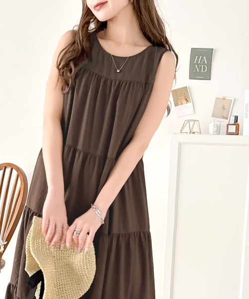 セール】洗練された大人フェミニン。 前後2WAY4段ティアードワンピース