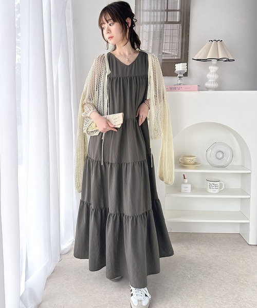 セール】洗練された大人フェミニン。 前後2WAY4段ティアードワンピース