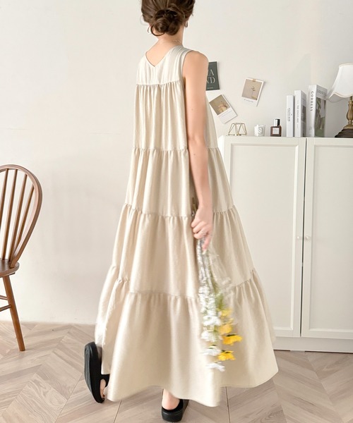 セール】洗練された大人フェミニン。 前後2WAY4段ティアードワンピース