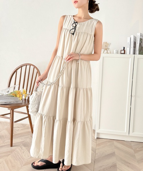 セール】洗練された大人フェミニン。 前後2WAY4段ティアードワンピース