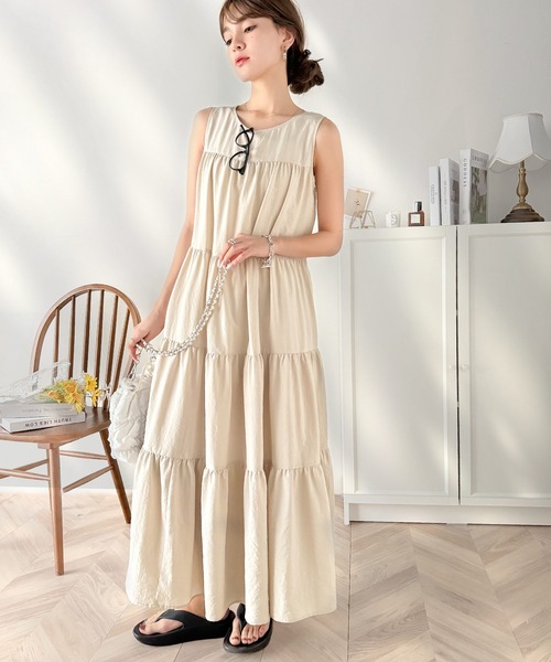 セール】洗練された大人フェミニン。 前後2WAY4段ティアードワンピース