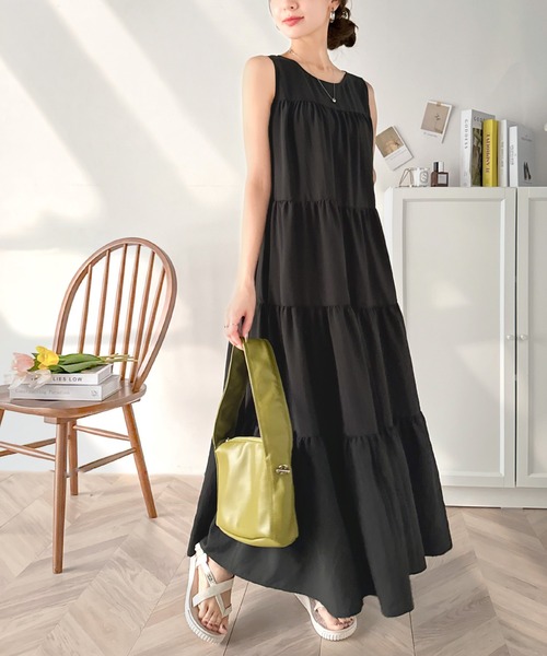 セール】洗練された大人フェミニン。 前後2WAY4段ティアードワンピース
