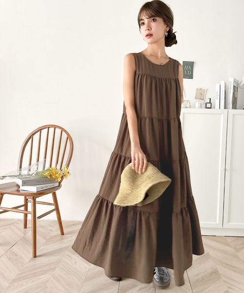 セール】洗練された大人フェミニン。 前後2WAY4段ティアードワンピース