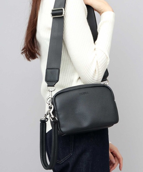 定価6.4万 ポールスミス 牛革 ショルダーバッグ 白 スラウチレザー 3WAY スプリットレザー（牛床革） 3WAY ショルダーポーチ クラッチ