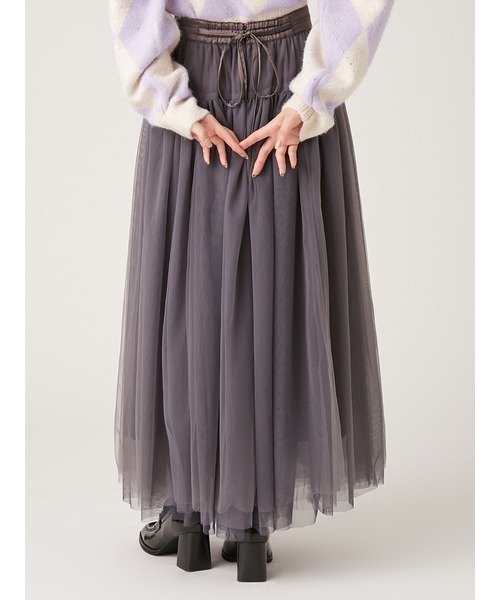 【セール】サテンベルトボリュームチュールスカート(スカート)|LILY BROWN(リリーブラウン) 【セール】サテンベルトボリュームチュールスカート(スカート)|LILY BROWN(リリーブラウン)