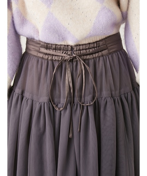 【セール】サテンベルトボリュームチュールスカート(スカート)|LILY BROWN(リリーブラウン) 【セール】サテンベルトボリュームチュールスカート(スカート)|LILY BROWN(リリーブラウン)