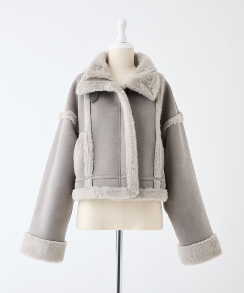 one after another NICE CLAUP（ワンアフターアナザーナイスクラップ）の「フェイクムートンジャケット（ムートンコート・レディース・アイボリー/チャコールグレー/モカ/ブラック・FREE）」の5枚目の写真