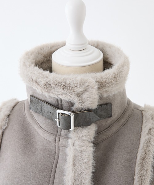 one after another NICE CLAUP（ワンアフターアナザーナイスクラップ）の「フェイクムートンジャケット（ムートンコート・レディース・アイボリー/チャコールグレー/モカ/ブラック・FREE）」の10枚目の写真