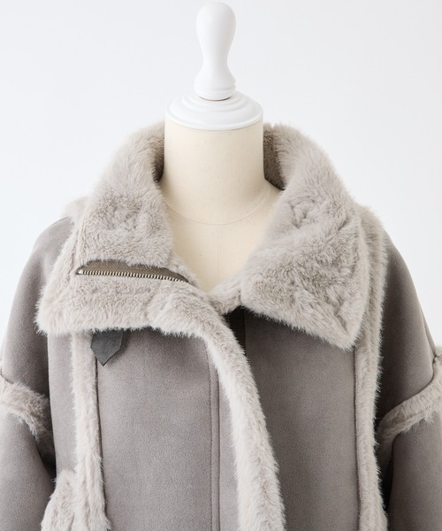 one after another NICE CLAUP（ワンアフターアナザーナイスクラップ）の「フェイクムートンジャケット（ムートンコート・レディース・アイボリー/チャコールグレー/モカ/ブラック・FREE）」の8枚目の写真
