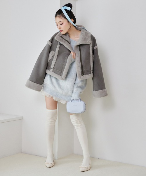 one after another NICE CLAUP（ワンアフターアナザーナイスクラップ）の「フェイクムートンジャケット（ムートンコート・レディース・アイボリー/チャコールグレー/モカ/ブラック・FREE）」の14枚目の写真