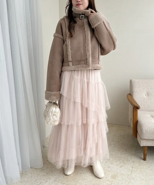 one after another NICE CLAUP（ワンアフターアナザーナイスクラップ）の「フェイクムートンジャケット（ムートンコート・レディース・アイボリー/チャコールグレー/モカ/ブラック・FREE）」の21枚目の写真