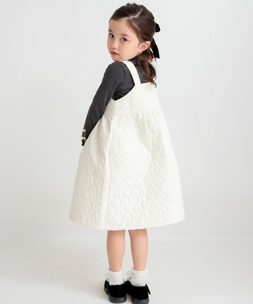 BRANSHES（ブランシェス）の「キルティングジャンパースカート（ジャンパースカート・キッズ・アイボリー/カーキ・100/130/110/90/140/120/150）」の4枚目の写真