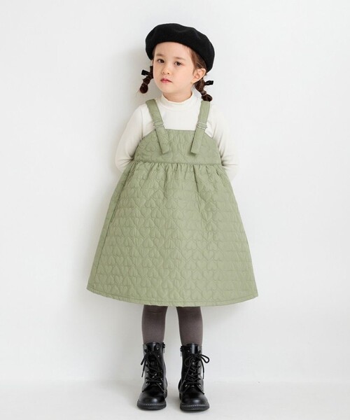 BRANSHES（ブランシェス）の「キルティングジャンパースカート（ジャンパースカート・キッズ・アイボリー/カーキ・100/130/110/90/140/120/150）」の8枚目の写真