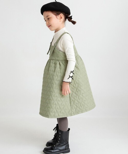 BRANSHES（ブランシェス）の「キルティングジャンパースカート（ジャンパースカート・キッズ・アイボリー/カーキ・100/130/110/90/140/120/150）」の10枚目の写真
