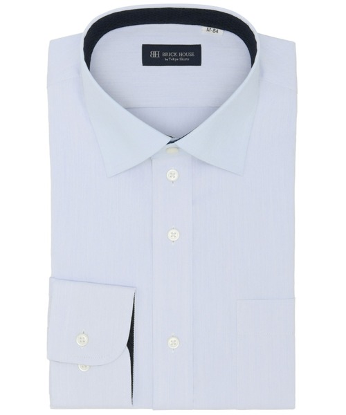 TOKYO SHIRTS(トウキョウシャツ)の「透け防止 形態安定ノーアイロン ワイド 長袖ビジネスワイシャツ(ビジネスシャツ・メンズ・サックスブルー・首回り37cm-裄丈80cm/首回り39cm-裄丈80cm/首回り39cm-裄丈84cm/首回り41cm-裄丈82cm/首回り41cm-裄丈86cm/首回り42cm-裄丈82cm/首回り42cm-裄丈86cm/首回り43cm-裄丈86cm/首回り43cm-裄丈82cm/首回り37cm-裄丈84cm)」の1枚目の写真