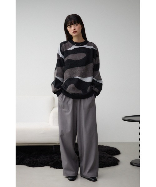 AZUL by moussy（アズールバイマウジー）の「マーブルジャガードニットトップス（ニット/セーター・レディース・ブラック系その他/グリーン系その他・FREE）」の5枚目の写真