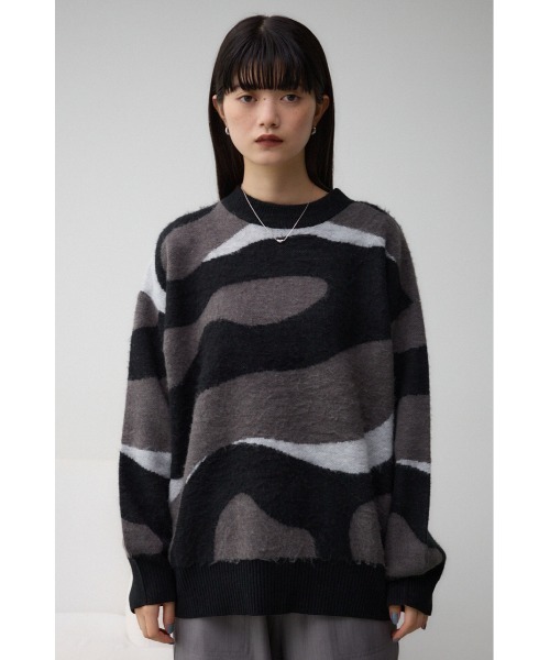 AZUL by moussy（アズールバイマウジー）の「マーブルジャガードニットトップス（ニット/セーター・レディース・ブラック系その他/グリーン系その他・FREE）」の6枚目の写真