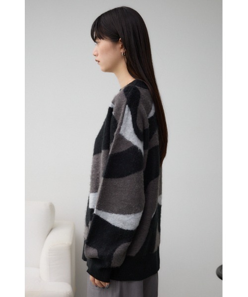 AZUL by moussy（アズールバイマウジー）の「マーブルジャガードニットトップス（ニット/セーター・レディース・ブラック系その他/グリーン系その他・FREE）」の7枚目の写真