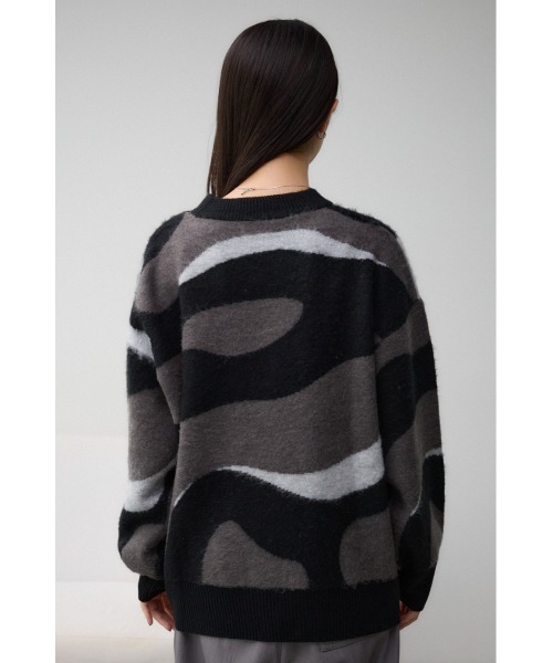 AZUL by moussy（アズールバイマウジー）の「マーブルジャガードニットトップス（ニット/セーター・レディース・ブラック系その他/グリーン系その他・FREE）」の8枚目の写真