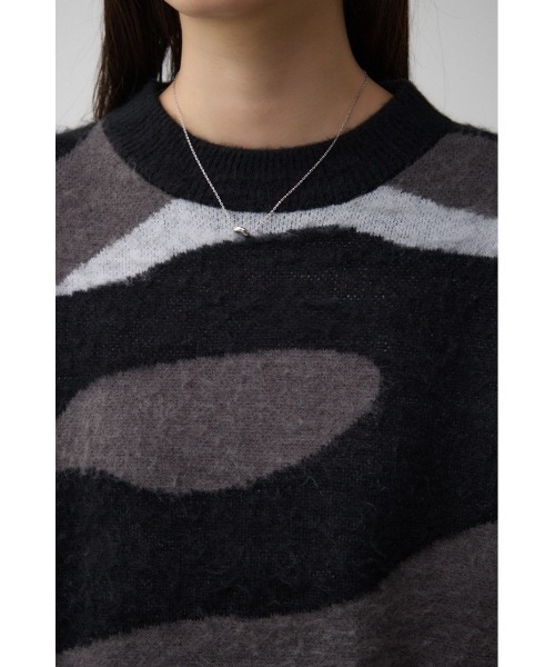 AZUL by moussy（アズールバイマウジー）の「マーブルジャガードニットトップス（ニット/セーター・レディース・ブラック系その他/グリーン系その他・FREE）」の9枚目の写真