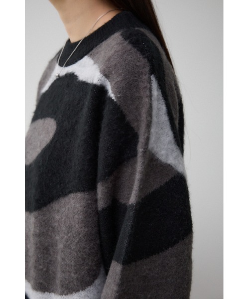 AZUL by moussy（アズールバイマウジー）の「マーブルジャガードニットトップス（ニット/セーター・レディース・ブラック系その他/グリーン系その他・FREE）」の10枚目の写真