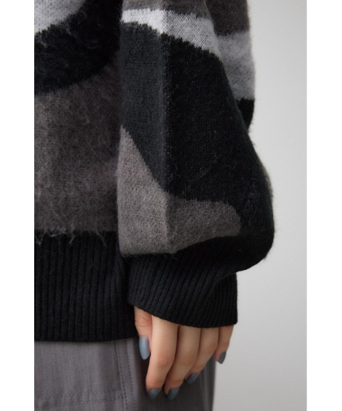 AZUL by moussy（アズールバイマウジー）の「マーブルジャガードニットトップス（ニット/セーター・レディース・ブラック系その他/グリーン系その他・FREE）」の11枚目の写真