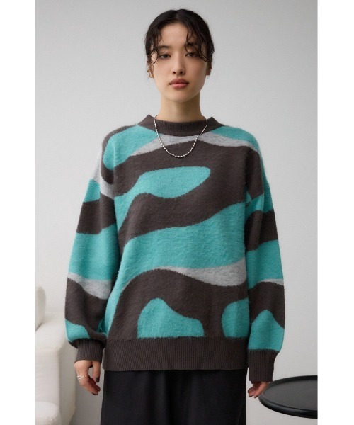 AZUL by moussy（アズールバイマウジー）の「マーブルジャガードニットトップス（ニット/セーター・レディース・ブラック系その他/グリーン系その他・FREE）」の17枚目の写真