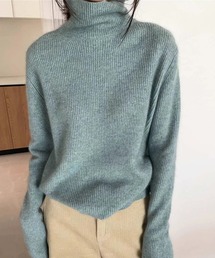 ハイネック起毛ニット