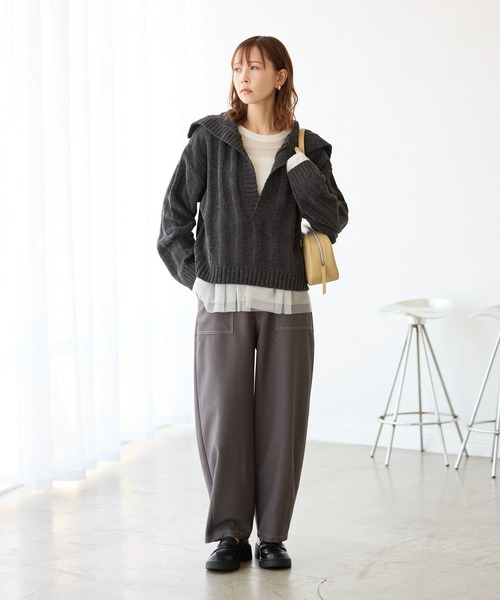 ROPE' PICNIC（ロペピクニック）の「アンジェリーナモールニットスキッパープルオーバー（ニット/セーター・レディース・チャコールグレー/キナリ/ブルー系その他5・38）」の4枚目の写真