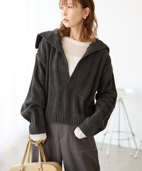 ROPE' PICNIC（ロペピクニック）の「アンジェリーナモールニットスキッパープルオーバー（ニット/セーター・レディース・チャコールグレー/キナリ/ブルー系その他5・38）」の9枚目の写真