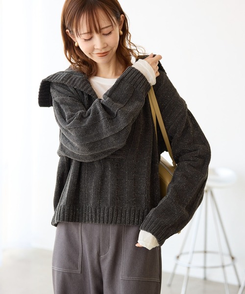 ROPE' PICNIC（ロペピクニック）の「アンジェリーナモールニットスキッパープルオーバー（ニット/セーター・レディース・チャコールグレー/キナリ/ブルー系その他5・38）」の10枚目の写真