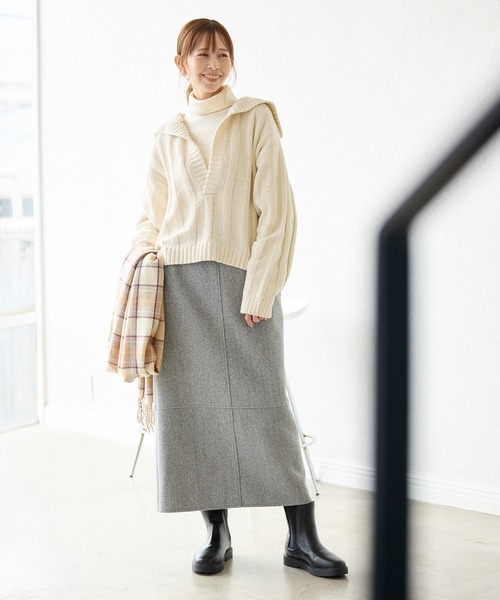 ROPE' PICNIC（ロペピクニック）の「アンジェリーナモールニットスキッパープルオーバー（ニット/セーター・レディース・チャコールグレー/キナリ/ブルー系その他5・38）」の12枚目の写真