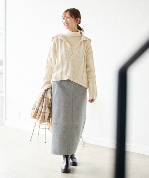 ROPE' PICNIC（ロペピクニック）の「アンジェリーナモールニットスキッパープルオーバー（ニット/セーター・レディース・チャコールグレー/キナリ/ブルー系その他5・38）」の13枚目の写真