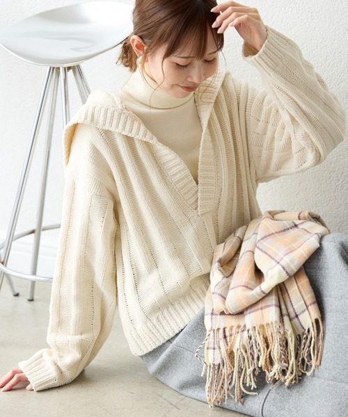 ROPE' PICNIC（ロペピクニック）の「アンジェリーナモールニットスキッパープルオーバー（ニット/セーター・レディース・チャコールグレー/キナリ/ブルー系その他5・38）」の16枚目の写真