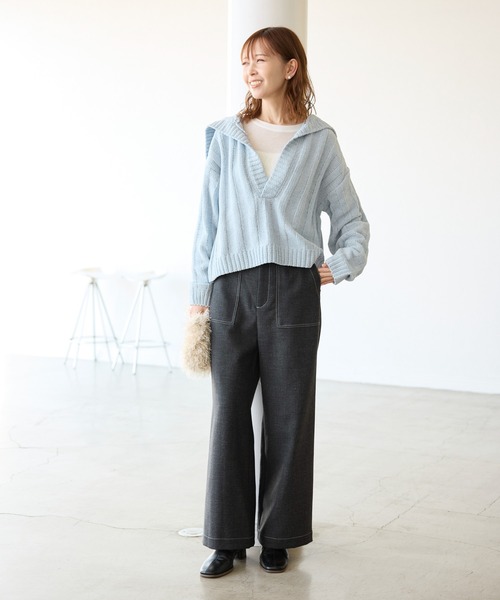 ROPE' PICNIC（ロペピクニック）の「アンジェリーナモールニットスキッパープルオーバー（ニット/セーター・レディース・チャコールグレー/キナリ/ブルー系その他5・38）」の19枚目の写真