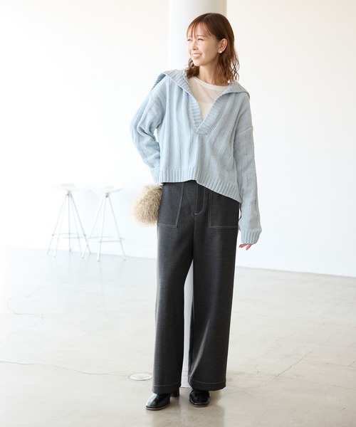 ROPE' PICNIC（ロペピクニック）の「アンジェリーナモールニットスキッパープルオーバー（ニット/セーター・レディース・チャコールグレー/キナリ/ブルー系その他5・38）」の20枚目の写真