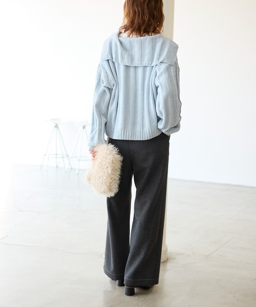 ROPE' PICNIC（ロペピクニック）の「アンジェリーナモールニットスキッパープルオーバー（ニット/セーター・レディース・チャコールグレー/キナリ/ブルー系その他5・38）」の21枚目の写真