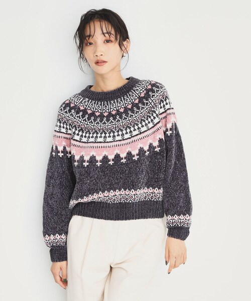 THE SHOP TK (ザ ショップ ティーケー )の「◆ラメモール求心ニット【洗える】(ニット/セーター・レディース・チャコール/ブラウン系その他2/アイボリー系・12/13)」の1枚目の写真