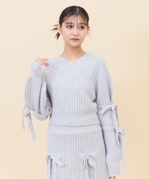 REDYAZEL | 【セットアップ可能】ラメスパンコールダブルリボンニット(ニット/セーター)