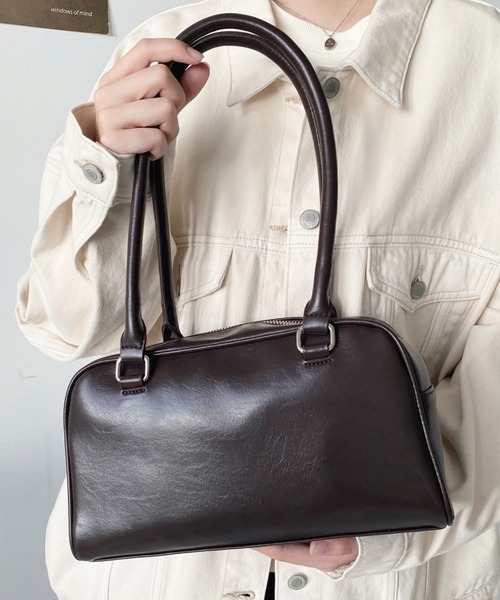 moment+（モーメントプラス）の「ロングハンドルボストンバッグ（ボストンバッグ・レディース・ブラウン/ボルドー/アイボリー/ブラック・FREE）」の12枚目の写真