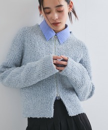 VIS | リボンヤーンジップリブネックカーディガン(カーディガン/ボレロ)
