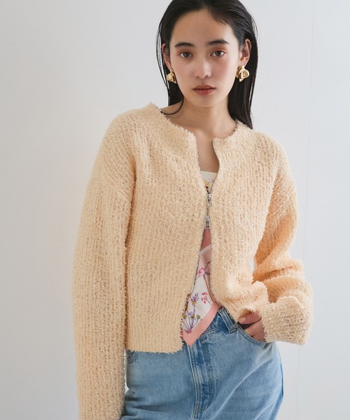 VIS（ビス）の「リボンヤーンジップリブネックカーディガン（カーディガン/ボレロ・レディース・オフホワイト/ブルー系その他4/ピンク系その他2・FREE）」の14枚目の写真