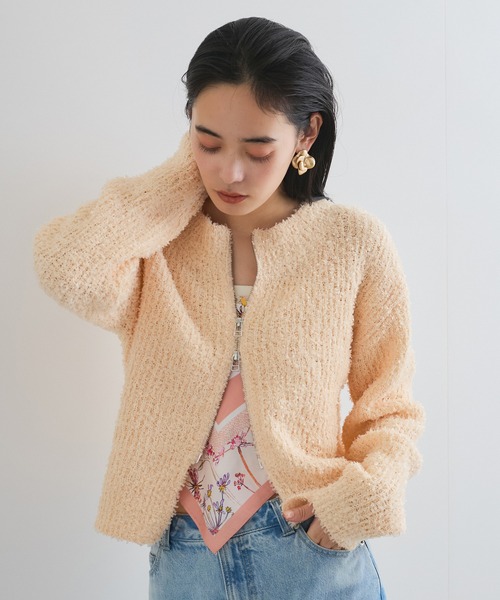 VIS（ビス）の「リボンヤーンジップリブネックカーディガン（カーディガン/ボレロ・レディース・オフホワイト/ブルー系その他4/ピンク系その他2・FREE）」の15枚目の写真