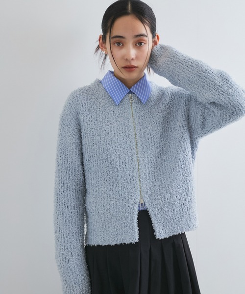 VIS（ビス）の「リボンヤーンジップリブネックカーディガン（カーディガン/ボレロ・レディース・オフホワイト/ブルー系その他4/ピンク系その他2・FREE）」の16枚目の写真