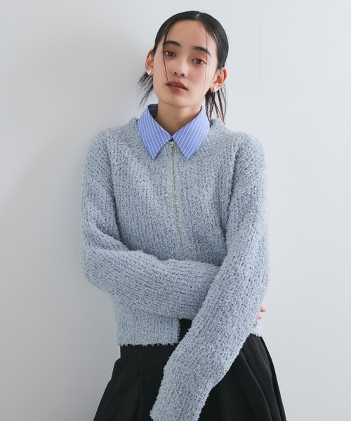 VIS（ビス）の「リボンヤーンジップリブネックカーディガン（カーディガン/ボレロ・レディース・オフホワイト/ブルー系その他4/ピンク系その他2・FREE）」の17枚目の写真
